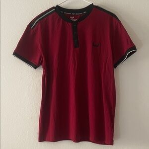 Nick Danger Men's Burgundy T-Shirt with Black Trim